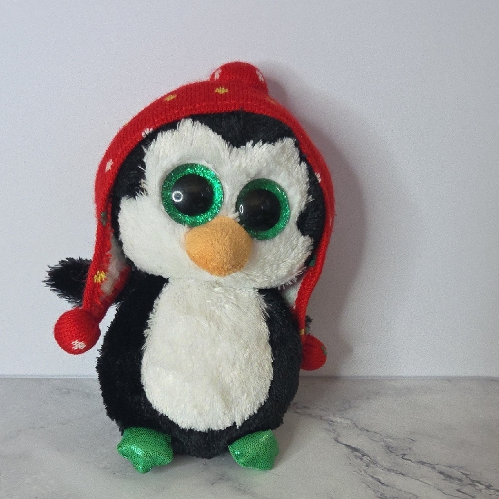 Ty Stuffed Penguin with Red Hat